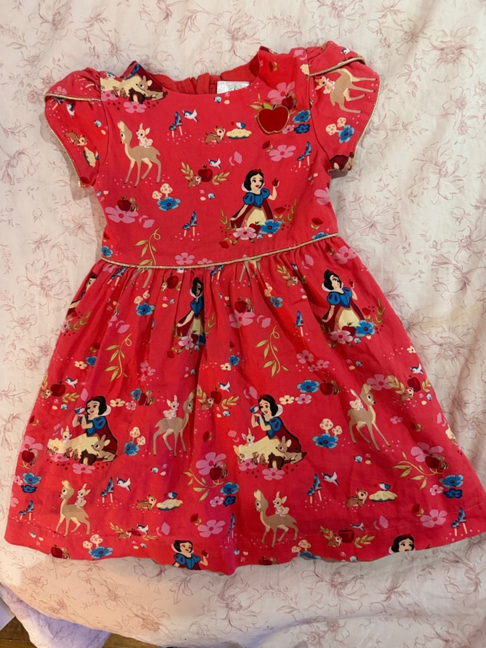 Red Snow White Print Girls Dress